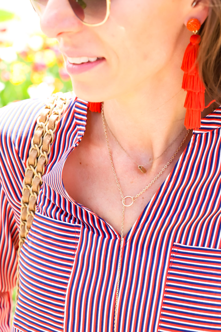  BaubleBar Red Tassel Earrings // Red White and Blue Outfits // www.tinystampede.com